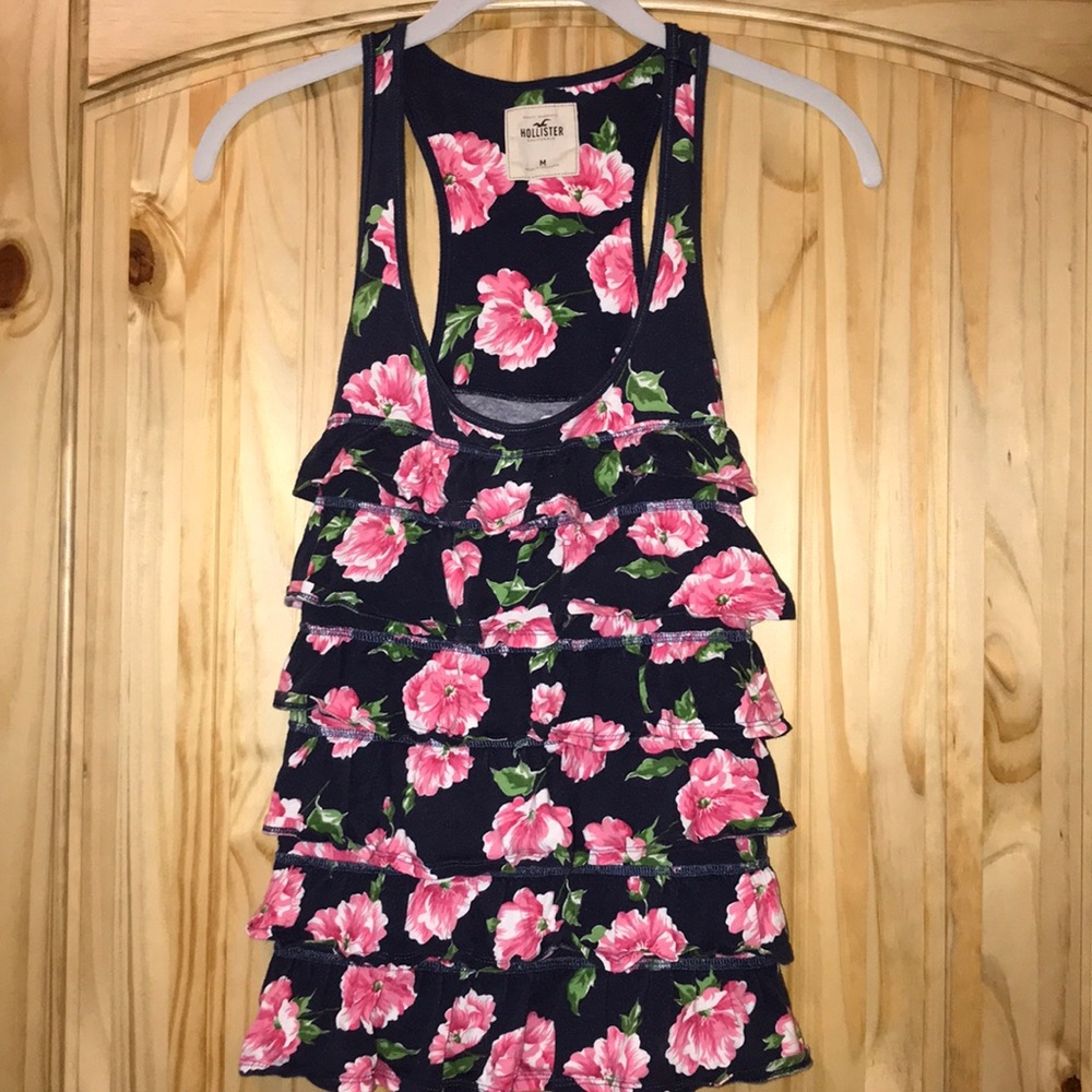 Hollister navy floral layered tank top